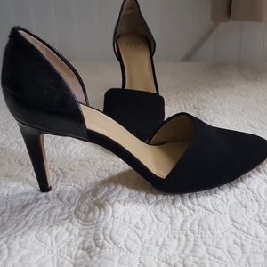 Ann Taylor black suede/leather 3" heels